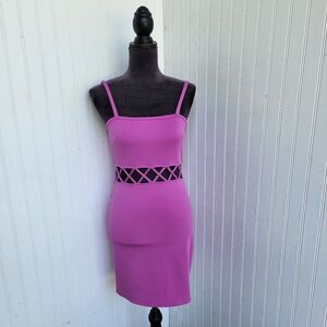 G by Guess Dress Womens Stretch Cut Out Purple Tank Coctail Zip Back Sz S. F5